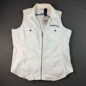 Harley-Davidson Womens White Biker Vest Lace Back 2XL 96224-12VW/022L